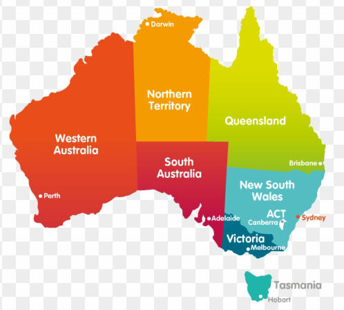 Map of Australian States